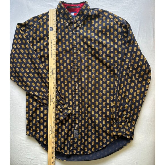 RARE 90s Tommy Hilfiger Shirt Fraternity Style Ivy League AOP VINTAGE Size M - Picture 8 of 10